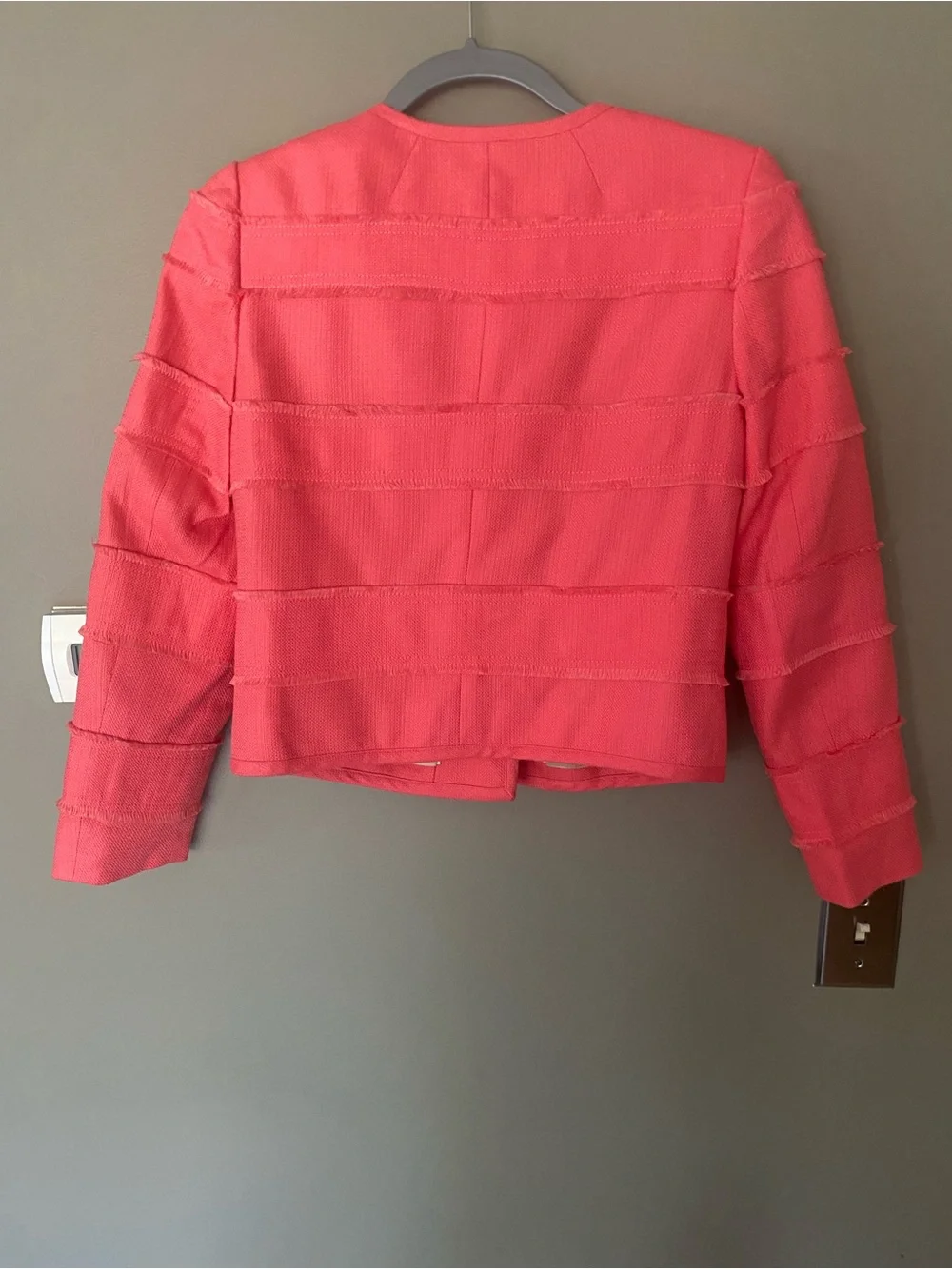 J. CREW Cropped Fray Blazer Jacket Vibrant Coral Pink Size 2